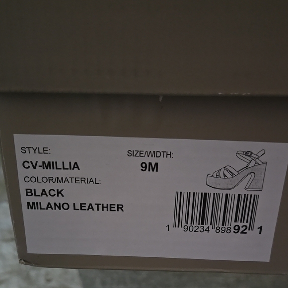 NIB Crown Vintage Millia Black Leather Platform Sandals - Picture 4 of 8